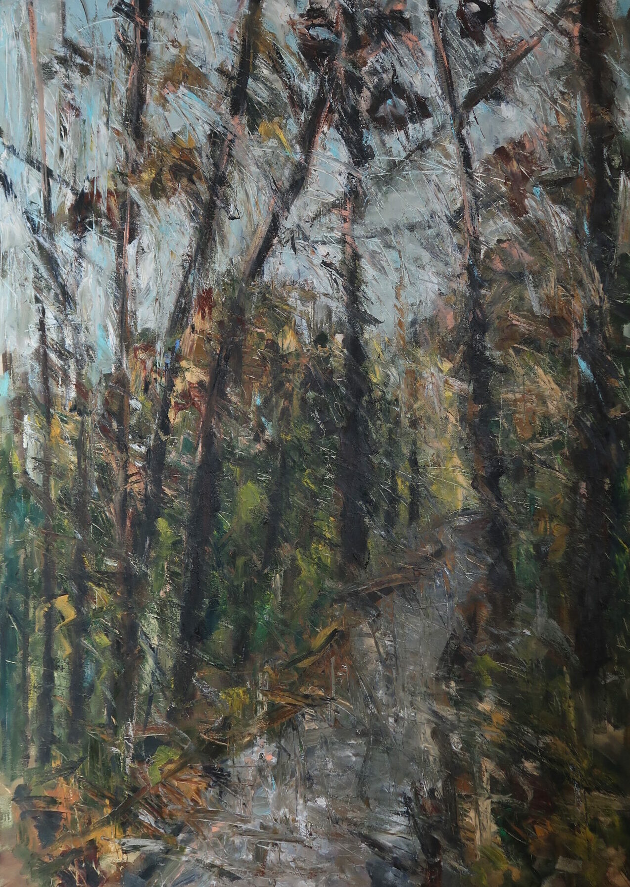 Oliver Jordan, Waldweg bei West, Terschelling 1988, Öl auf Leinwand, 160x120 cm