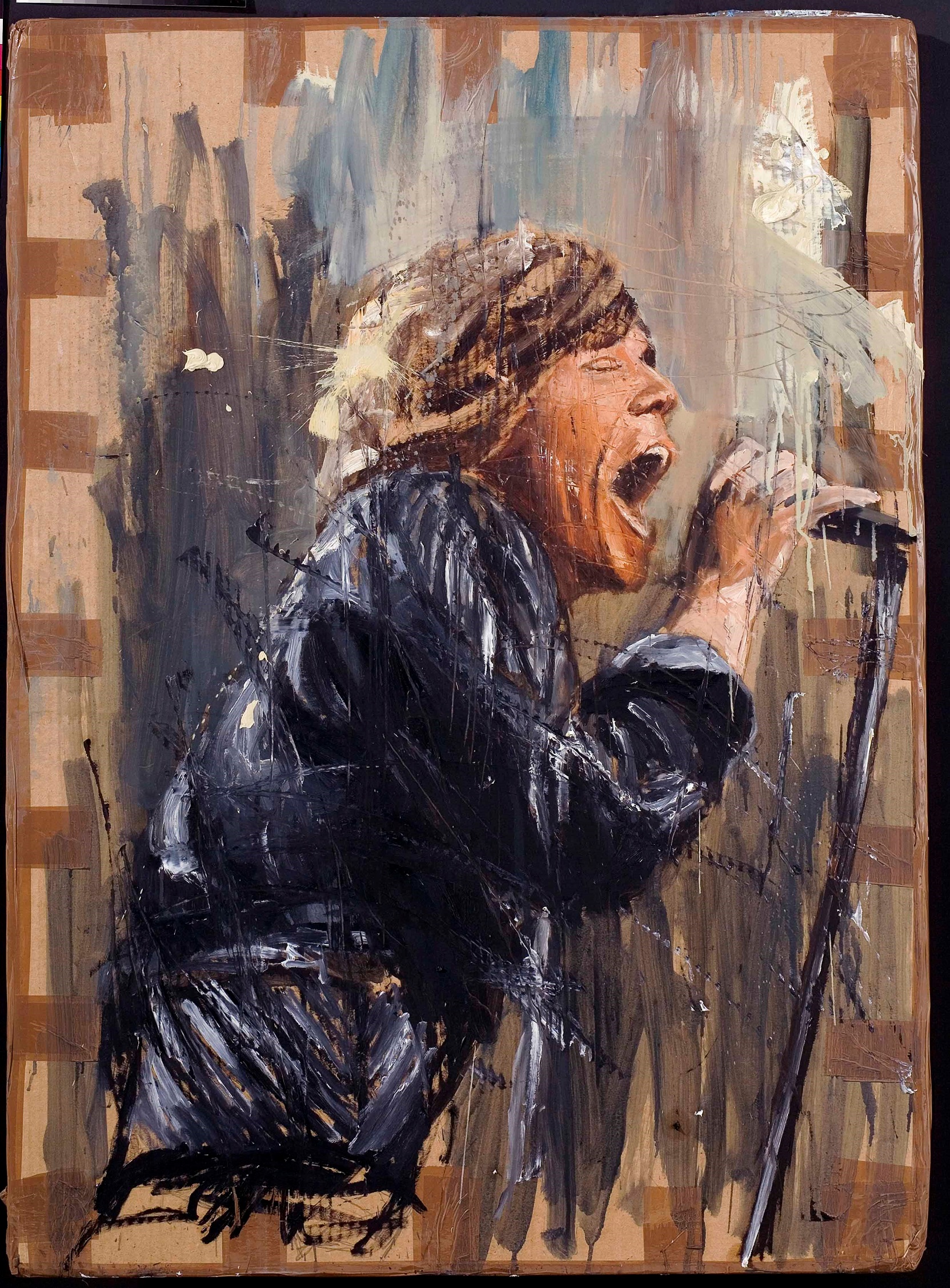 Mick Jagger, Öl auf Pappe, Privatsammlung