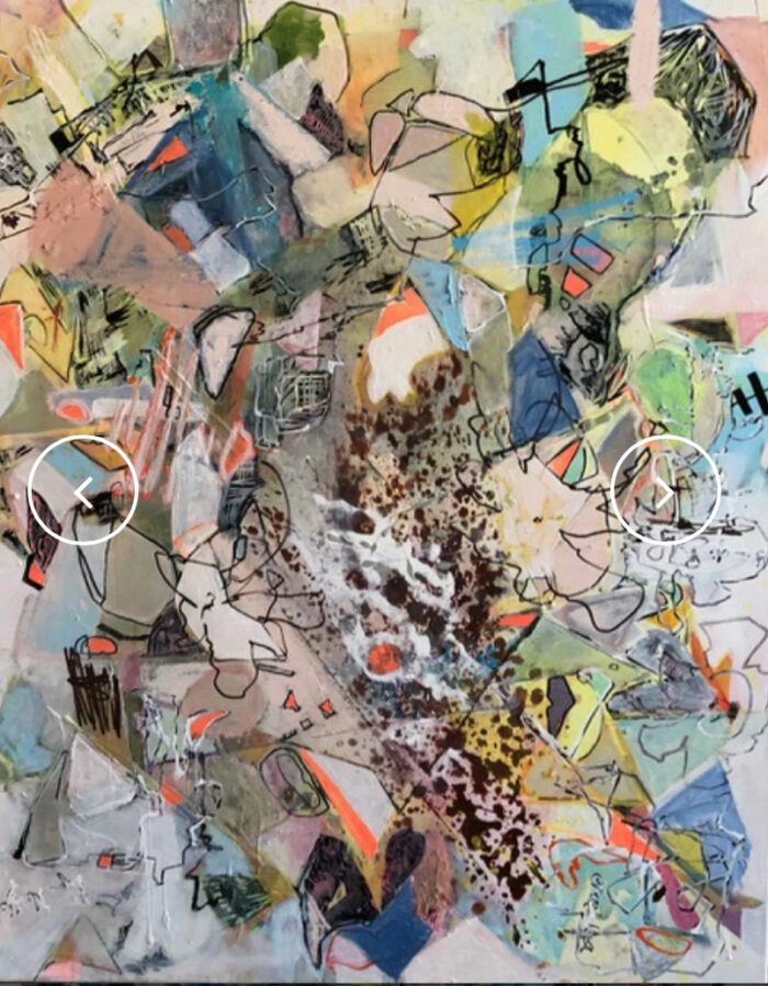 Aldo Cristofaro Sternenstaub und die Hochzeit der Pallasiten, oil and acrylic on Canvas 110 x 90 cm 2021