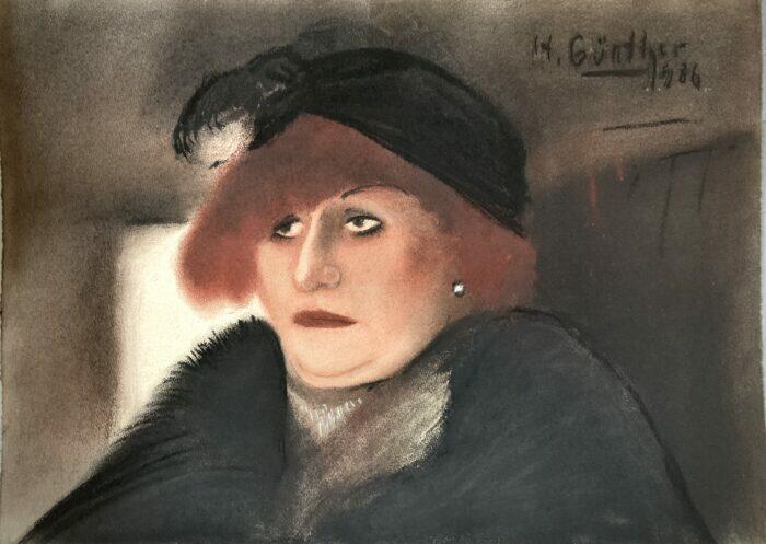 Günther, Herta, "Porträt einer Dame", Pastell 1986 44 x 60 cm, signiert, datiert