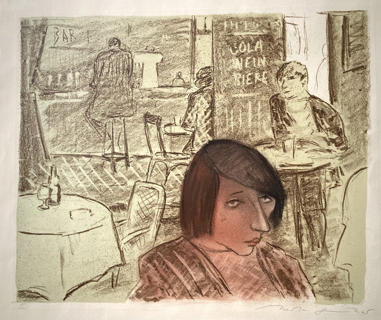 Günther, Herta (1934-2018) "Bar", Farbzinkographie, Ende der 1980er Jahre, 400x485, sign., bez