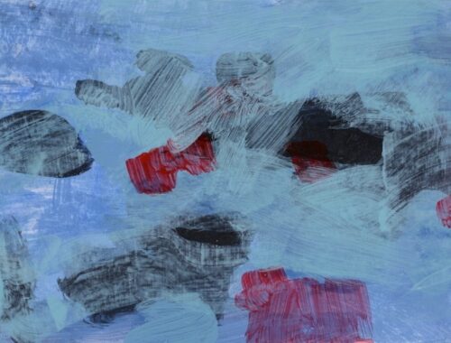 2.1 Ohne Titel, 2022, Pigment, Kunstharz auf Papier, 14,8 x 21 cm